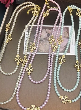 120CM时尚百搭百搭项链磨砂TB毛衣链设计感小众新款珍珠长款TB