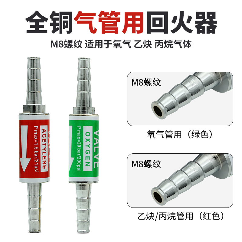 全铜回火阀氧气乙炔回火防止器表用矩用气管防爆止回器焊割止火器-图2