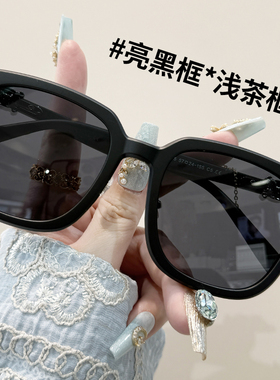 大脸黑框近视太阳镜男士