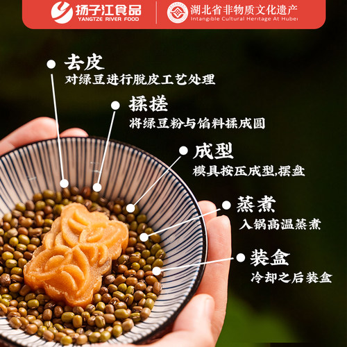 扬子江绿豆糕传统手工红豆馅中式小点心湖北武汉特产零食休闲糕点 - 图0