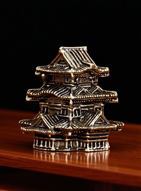 黄铜微景观摆件模型中式建筑迷你