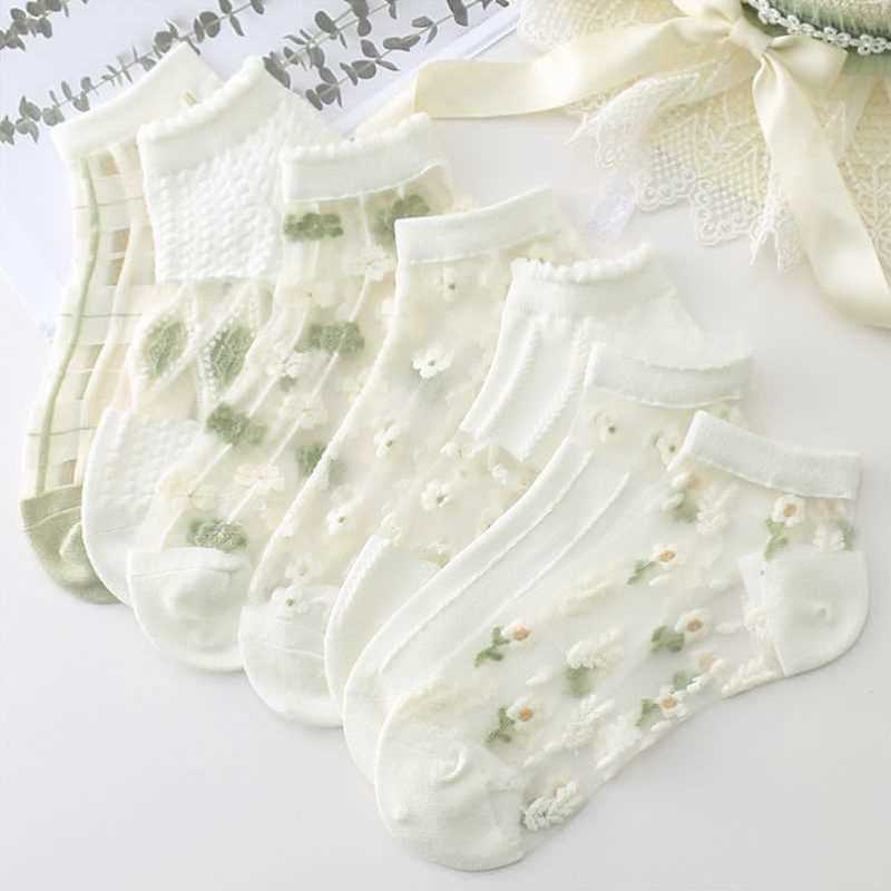 袜子夏季薄款女水晶丝袜可爱日系jk船袜学生白色韩版玻璃丝短袜