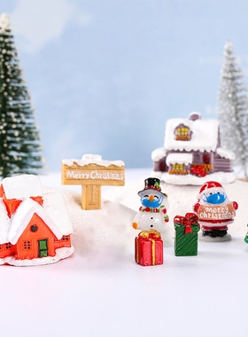 新款带口罩圣诞老人可爱雪人微景观饰品盆景装饰雪景摆件圣诞摆件