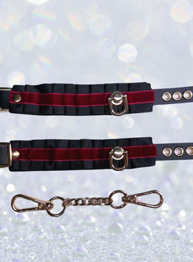 【Cleve】原创设计小众手环手工黑红蕾丝绒面拼PU仿皮手链k8k9