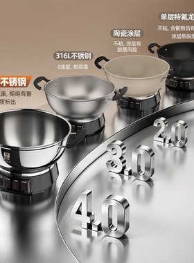 康巴赫有钛电炒锅不锈钢316Ti