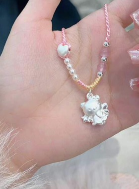 Hellokitty项链手工编绳纯银吊坠