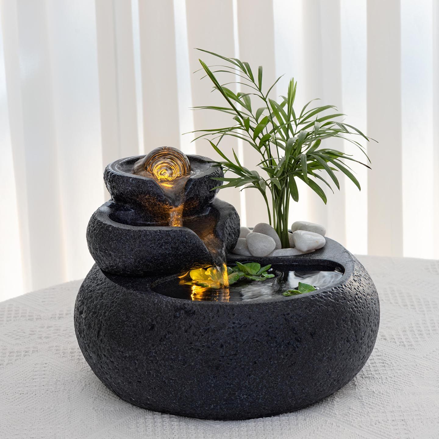 桌面流水摆件LED灯光装饰简约家居客厅办公室招财风水摆件,淘宝优惠券,粉丝福利购,淘宝优惠卷