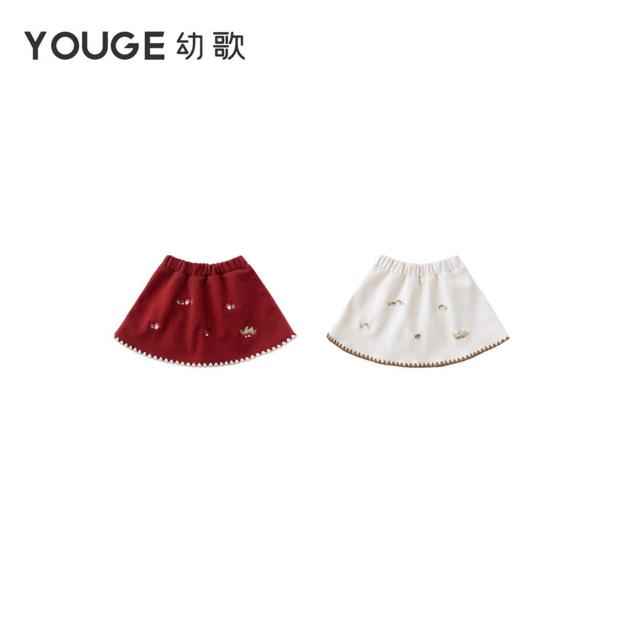 YOUGE幼歌婴幼儿秋季新款亲肤柔软复古半身裙A字裙摆宽松舒适短裙 - 图3