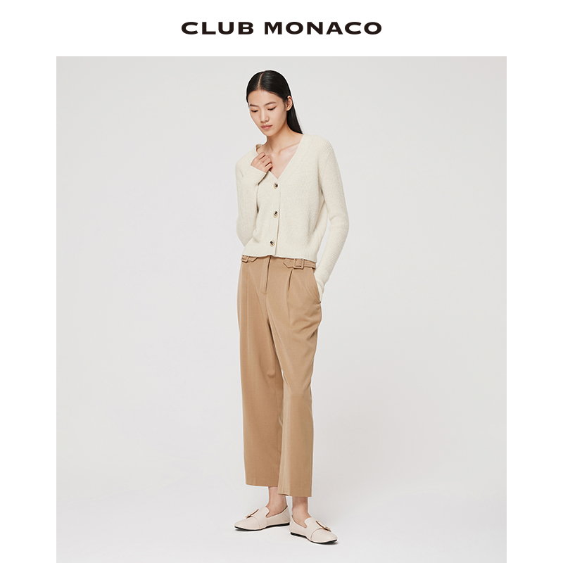 【100%山羊绒】CLUB MONACO女装温柔短款混色V领针织开衫