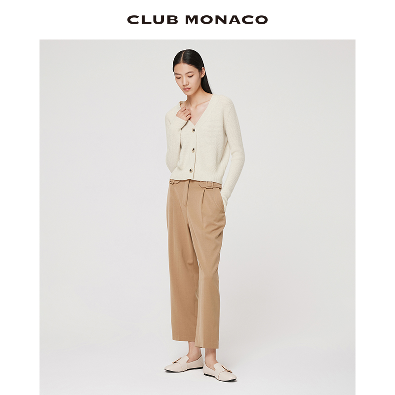 【100%山羊绒】CLUB MONACO女装温柔短款混色V领开衫