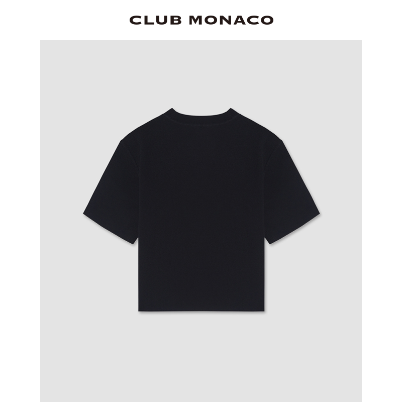 CLUB MONACO女装纯色简约休闲圆领短袖T恤上衣 - 图0