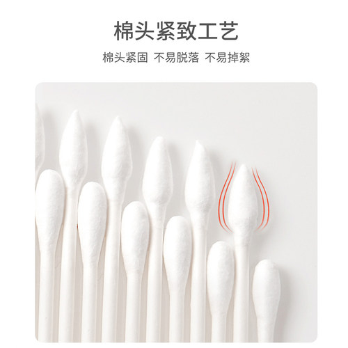 稳健医用棉签一次性伤口消毒清洁护理棉签圆尖头家用医药脱脂棉棒 - 图1