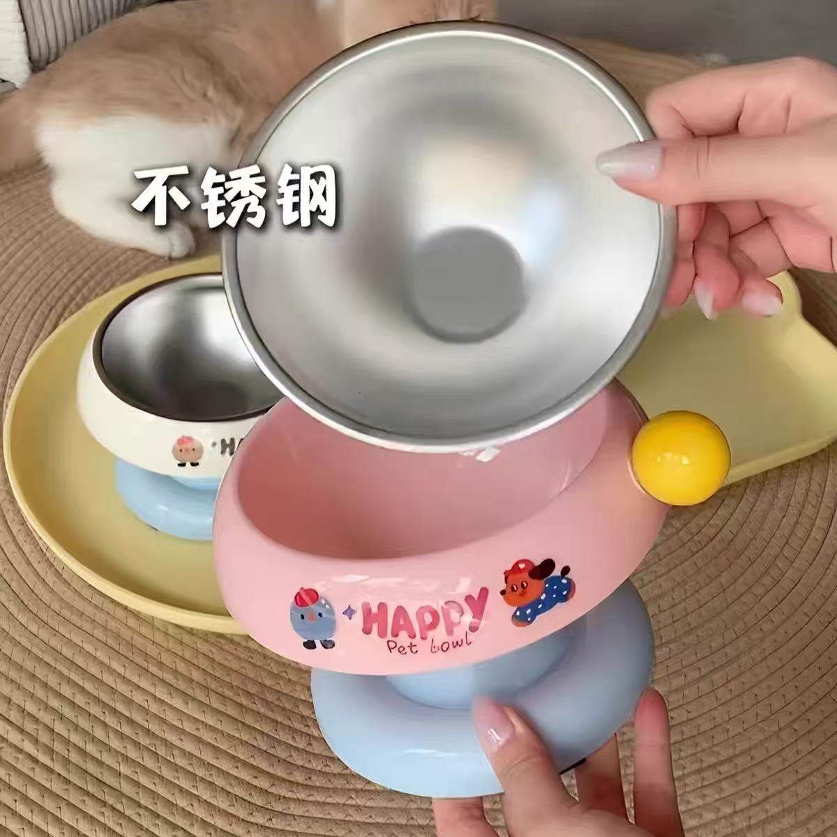 猫碗狗碗食盆宠物小猫咪不锈钢饭碗猫喝水碗猫粮增高架防打翻水碗,淘宝优惠券,粉丝福利购,淘宝优惠卷