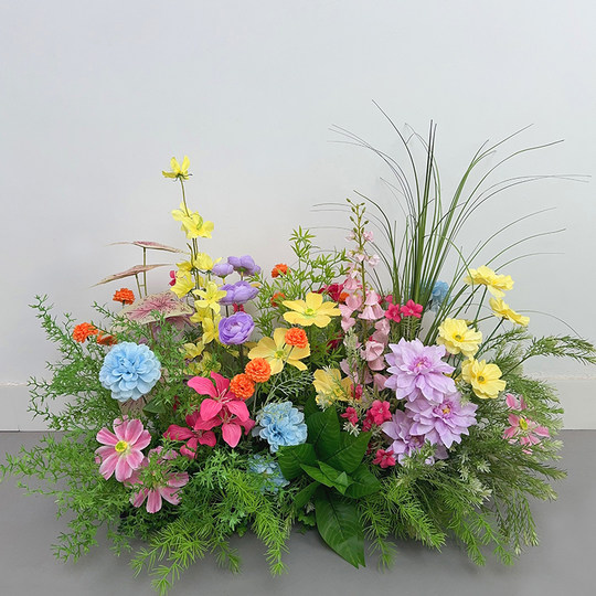 新款莫奈花园森系仿真花婚礼地排花商场网红拍照打卡橱窗摆设婚庆