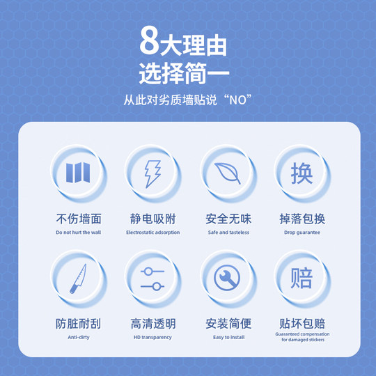 简一乳胶漆墙面保护膜防水防潮静电自贴墙贴透明墙壁防油防脏贴纸