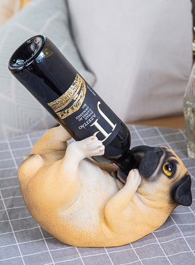 美式创意红酒架摆件狗狗酒瓶架