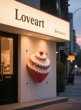 玻璃钢雕塑定制做小蛋糕甜品烘焙面包店立体门头网红打卡引流模型