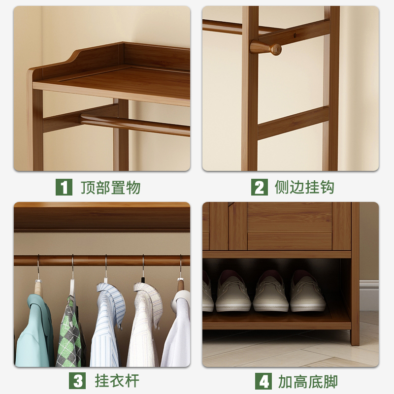 衣柜家用卧室现代简约收纳神器出租房用实木组装简易收纳储物柜子 - 图0
