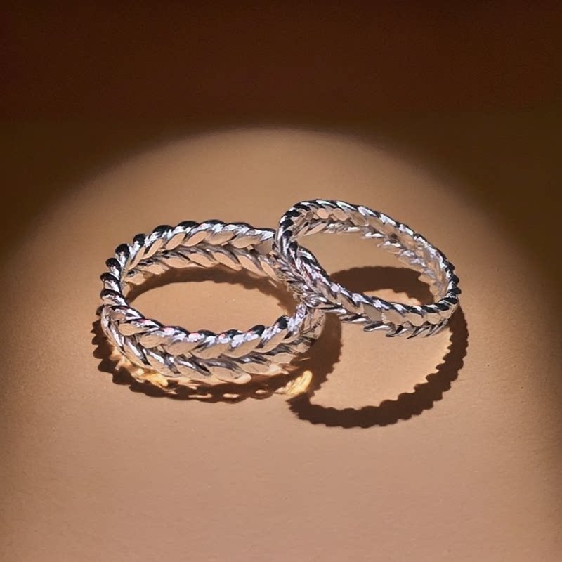 999 sterling silver ring women's wheat ear ring female simple retro old personality ear ear peace ring silver genuine