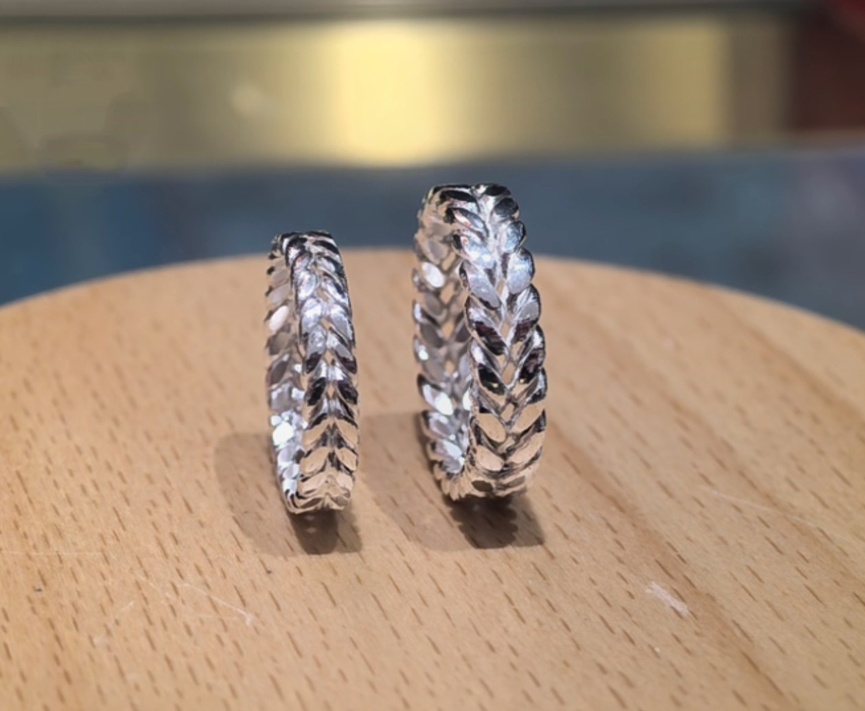 999 sterling silver ring women's wheat ear ring female simple retro old personality ear ear peace ring silver genuine
