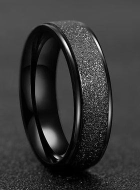 钛钢男潮人戒指指环情侣日韩版磨砂单身尾ins个性黑色手饰品时尚