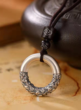 情侣款纯银祥云平安扣吊坠