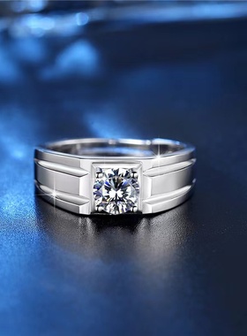 男女款莫桑石钻戒铜镀白金情侣