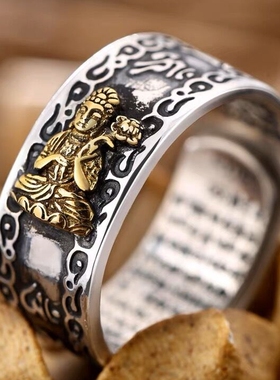 男女通用纯银复古本命佛戒指