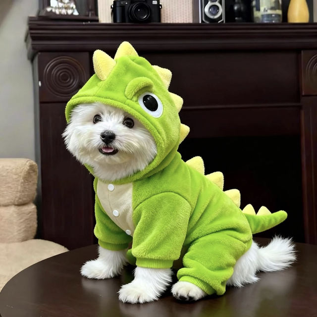 Dog Clothes Cute Flannel Dinosaur Transformation Suit