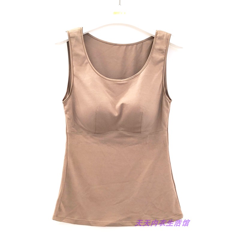 梓颜保温杯7006免穿文胸保暖背心女士美体磨毛绒带胸垫打底懒人衣 - 图0