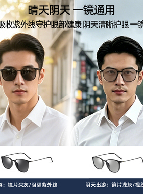 纯钛变色偏光日夜两用开车太阳镜