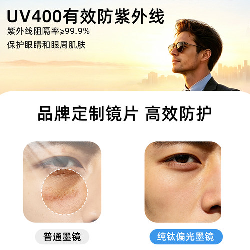 CAPONI纯钛偏光墨镜男开车驾驶防紫外线日夜两用变色近视太阳眼镜 - 图2