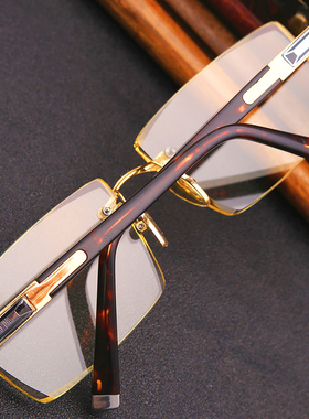 天然水晶石头眼镜切边竹叶青