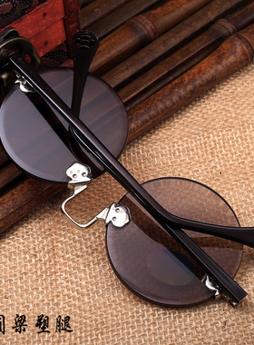 复古天然水晶太阳镜男圆形
