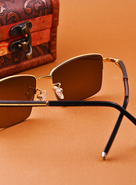 天然水晶石头镜太阳镜 半框硅胶腿茶色镜片时尚中老年墨镜