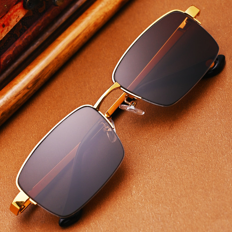 正品天然水晶石头镜半框商务纯钛架茶色镜太阳镜清凉养目开车墨镜,淘宝优惠券,粉丝福利购,淘宝优惠卷