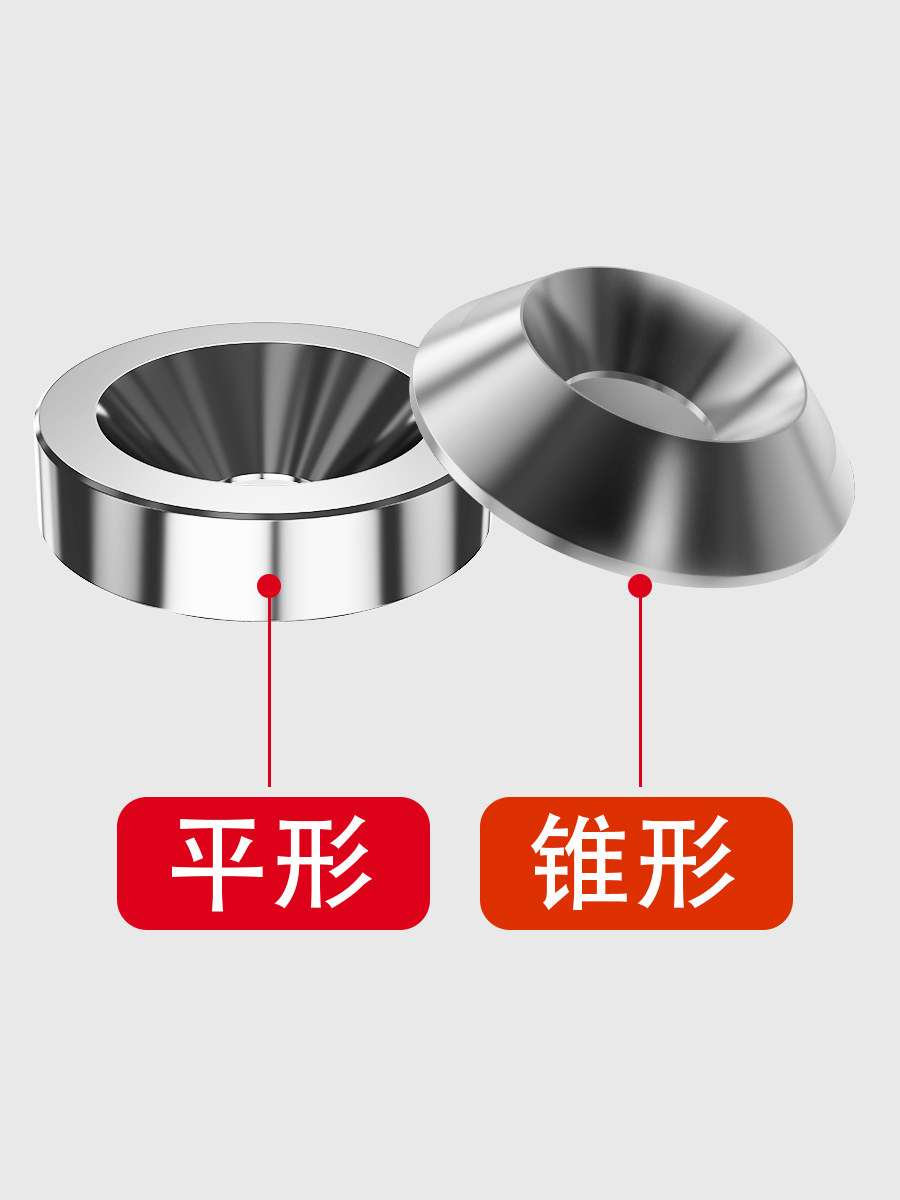 304不锈钢鱼眼垫片凹凸实心装饰垫圈沉头自攻螺丝钉碗型MM3M4M5M6 - 图2