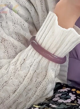 高端天然玛瑙手镯女款紫罗兰冰种玉镯子帝王紫色高冰透玉髓手镯t8