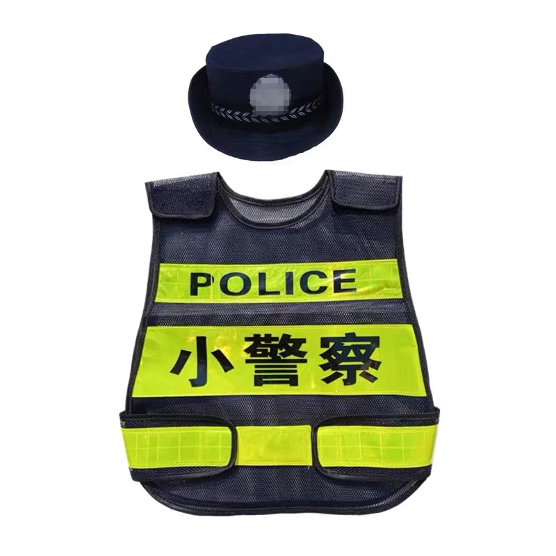 小警察表演服幼儿园儿1童消防帽扮演交通制服反光小交警演出服装 - 图3