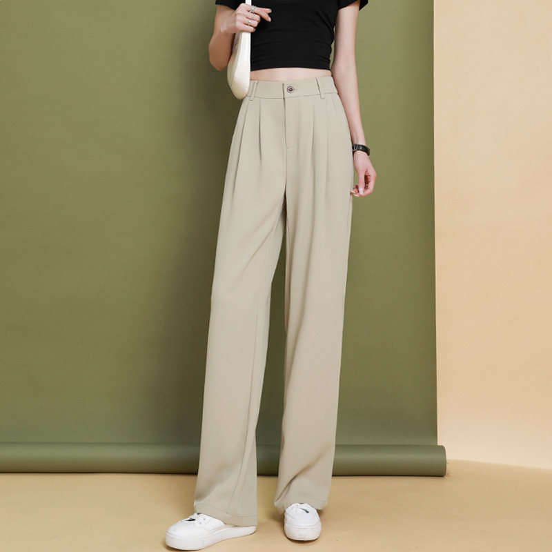 夏高腰垂感2022新款雪纺直筒西装裤 苡苜休闲裤