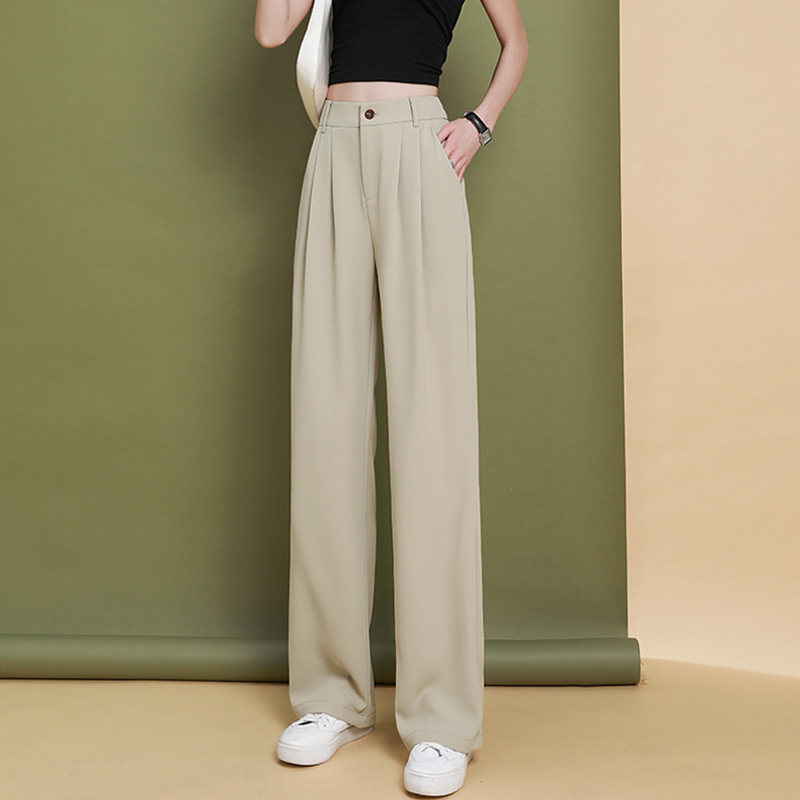 夏高腰垂感2022新款雪纺直筒西装裤 苡苜休闲裤