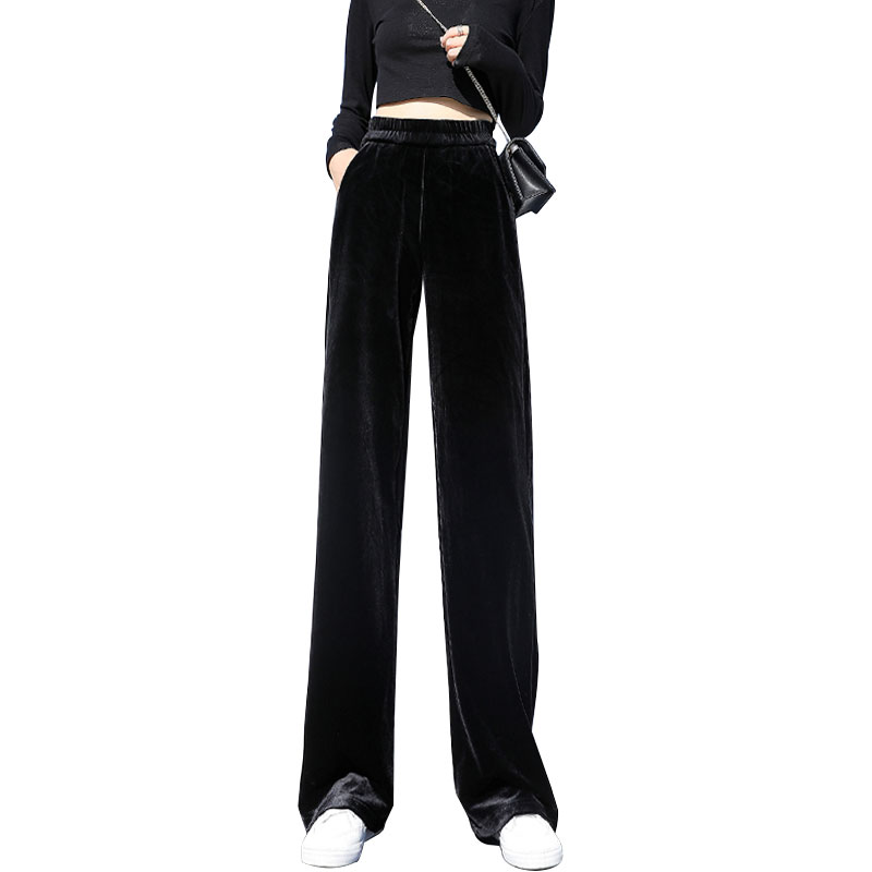 金丝绒阔腿裤高腰垂感2021春秋裤子 苡苜休闲裤