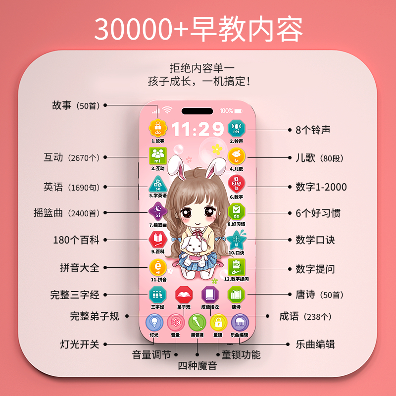 儿童手机玩具仿真可啃咬宝宝婴儿触屏益智早教电话机模型女孩男孩