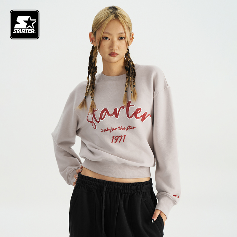 STARTER卫衣夏季女商场同款宽松保暖休闲通勤字母印花圆领上衣 - 图0