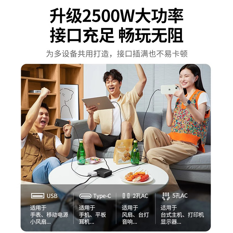 绿联S6魔盒氮化镓20W快充桌面充电站插排USB插座多功能便携插线板适用于iPhone17安卓手机平板iPad - 图2