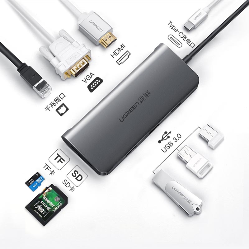 绿联维联特专卖店绿联typec拓展坞扩展hdmi转接头usb3.0接口分线器ipad配件macbookpro转换器雷电3通用苹果电脑华为手机笔记本0