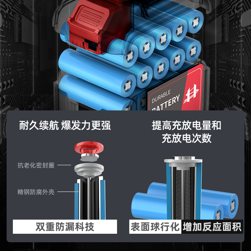 红松电动工具通用电池电动扳手锂电池X3X5冲击扳手电锯充电电池 - 图0