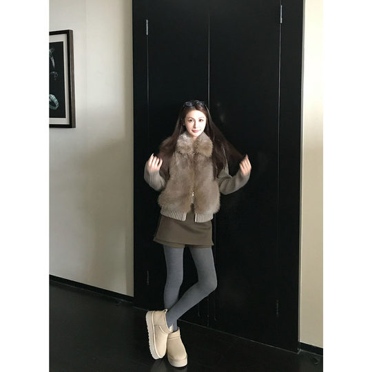 Eco-friendly fox fur imitation fur two-color dyed jacket