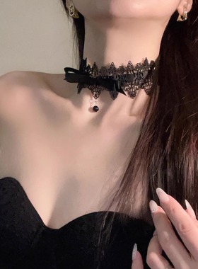 黑色项圈女颈带禁欲系蕾