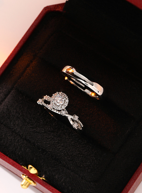 一克拉扭臂钻戒情侣戒指结婚对戒